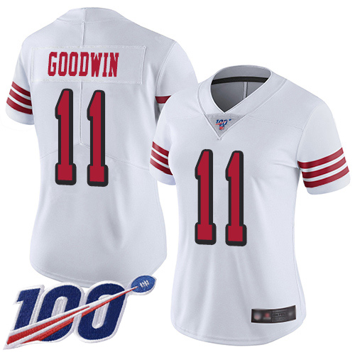 San Francisco 49ers Limited White Women #11 Marquise Goodwin NFL Jersey 100th Season Vapor Untouchable